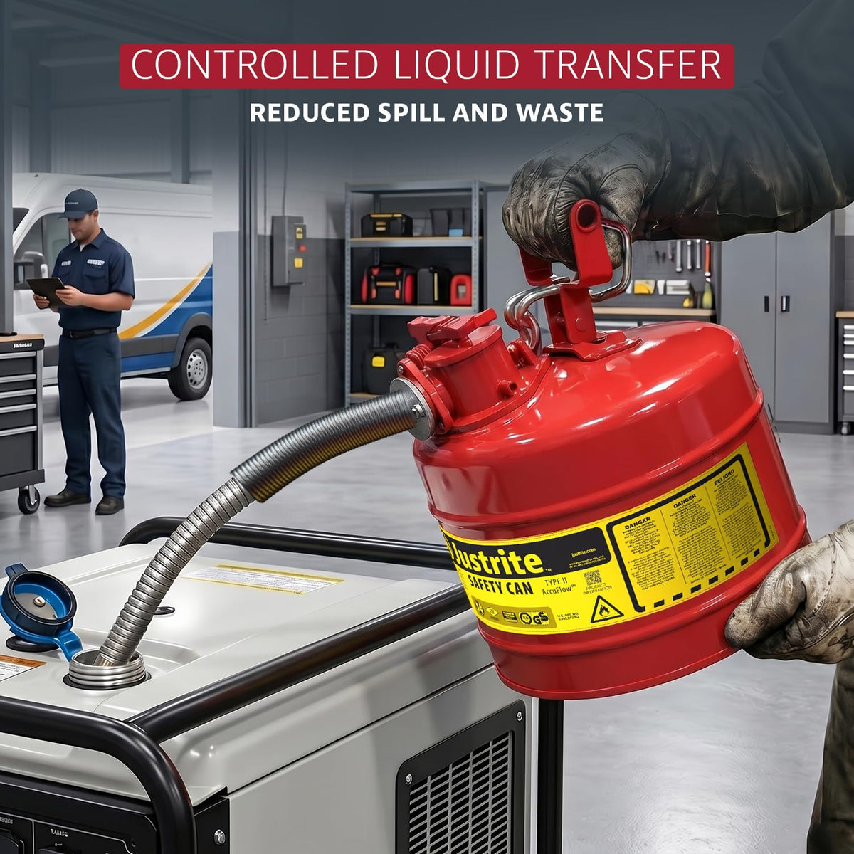 Red Galvanized Steel Gasoline Safety Can W309613