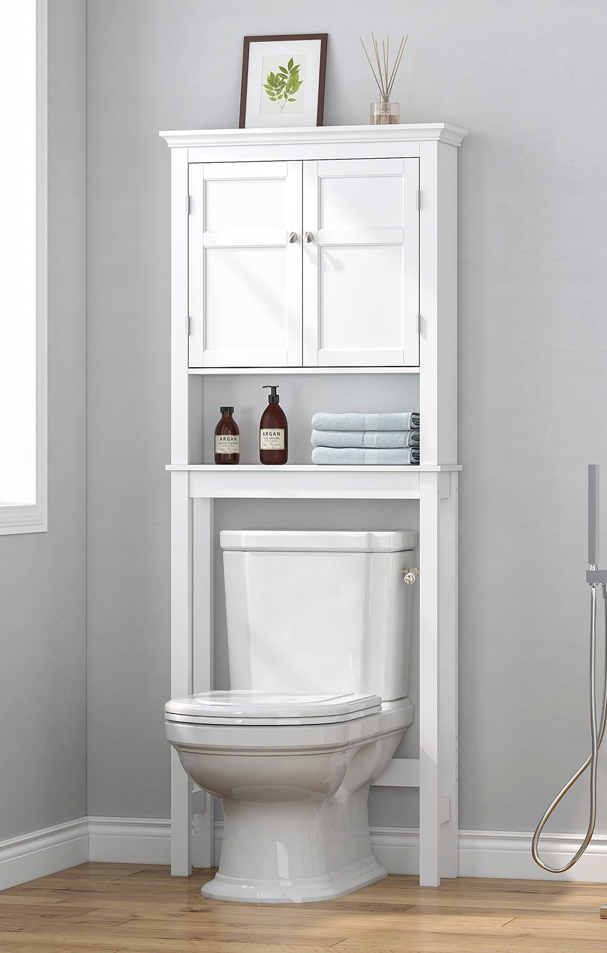 Over the Toilet Storage Cabinet with Doors and Adjustable Shelf I618944