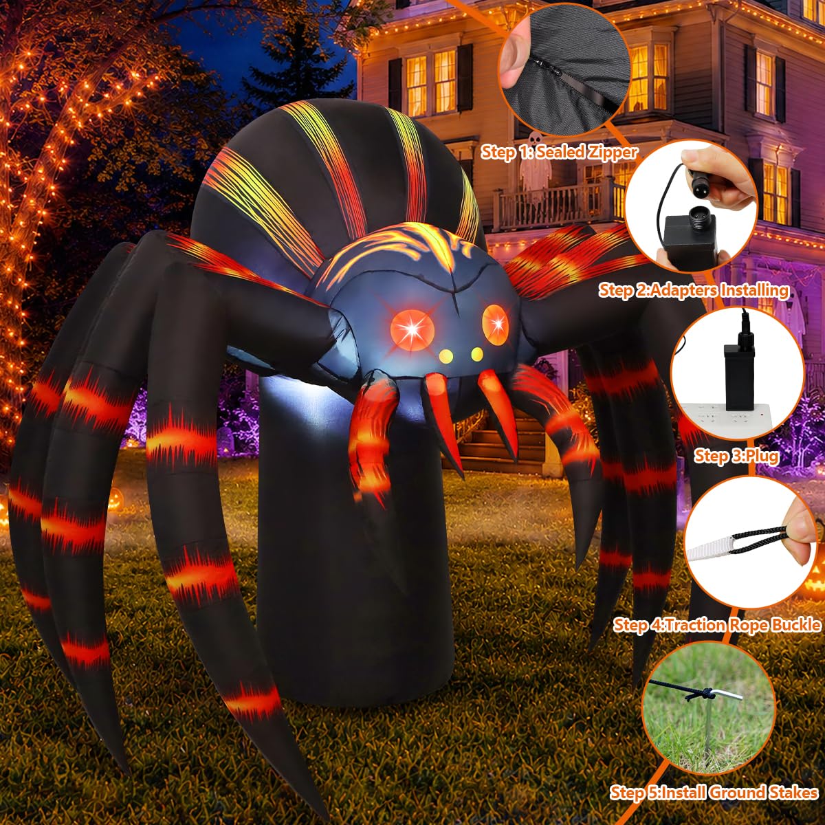 7FT Halloween Inflatables Yard Decor with LEDs R7396
