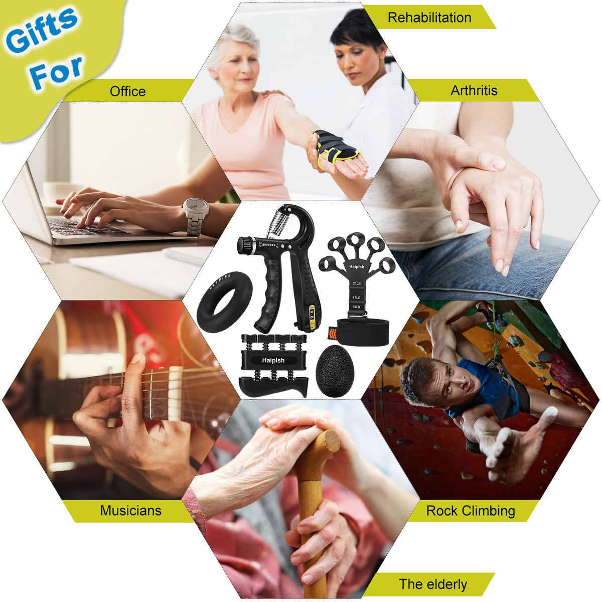 5 Pack Silicone Hand Grip Strengthener Kit Q192