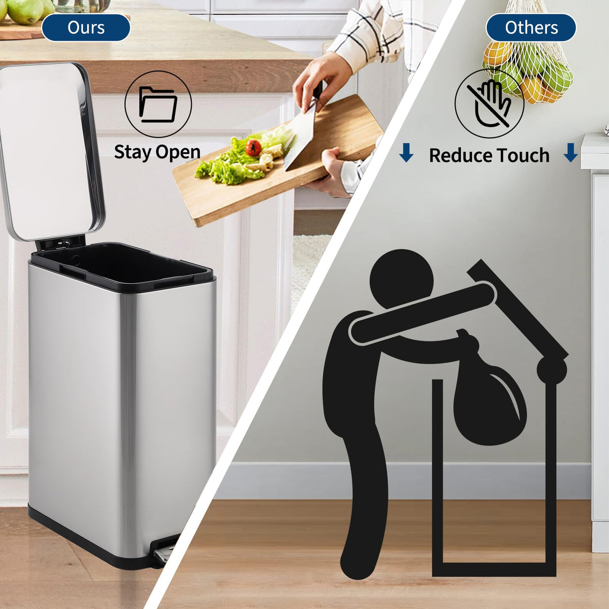 50L Slim Stainless Steel Kitchen Trash Can Z41453