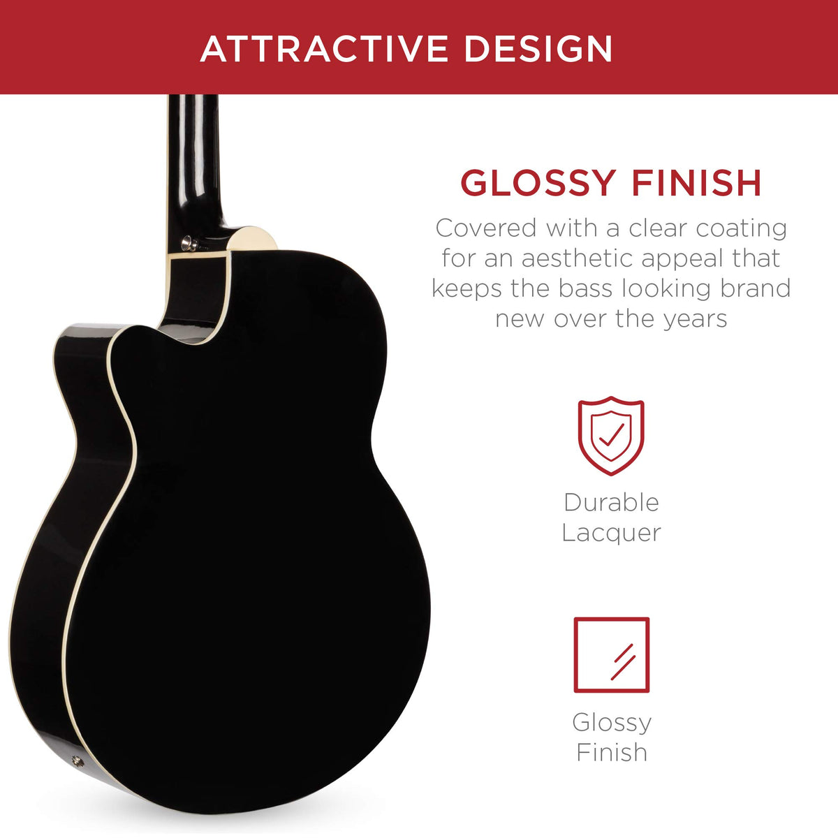 Full Size 4 String Black Acoustic Electric Bass Guitar L7375