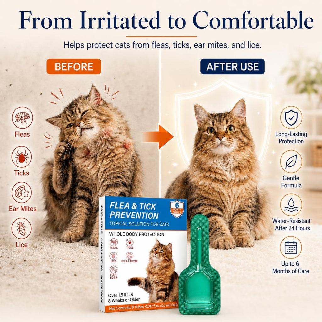 Waterproof Topical Flea & Tick Preventative for Cats, 6 Doses D280130