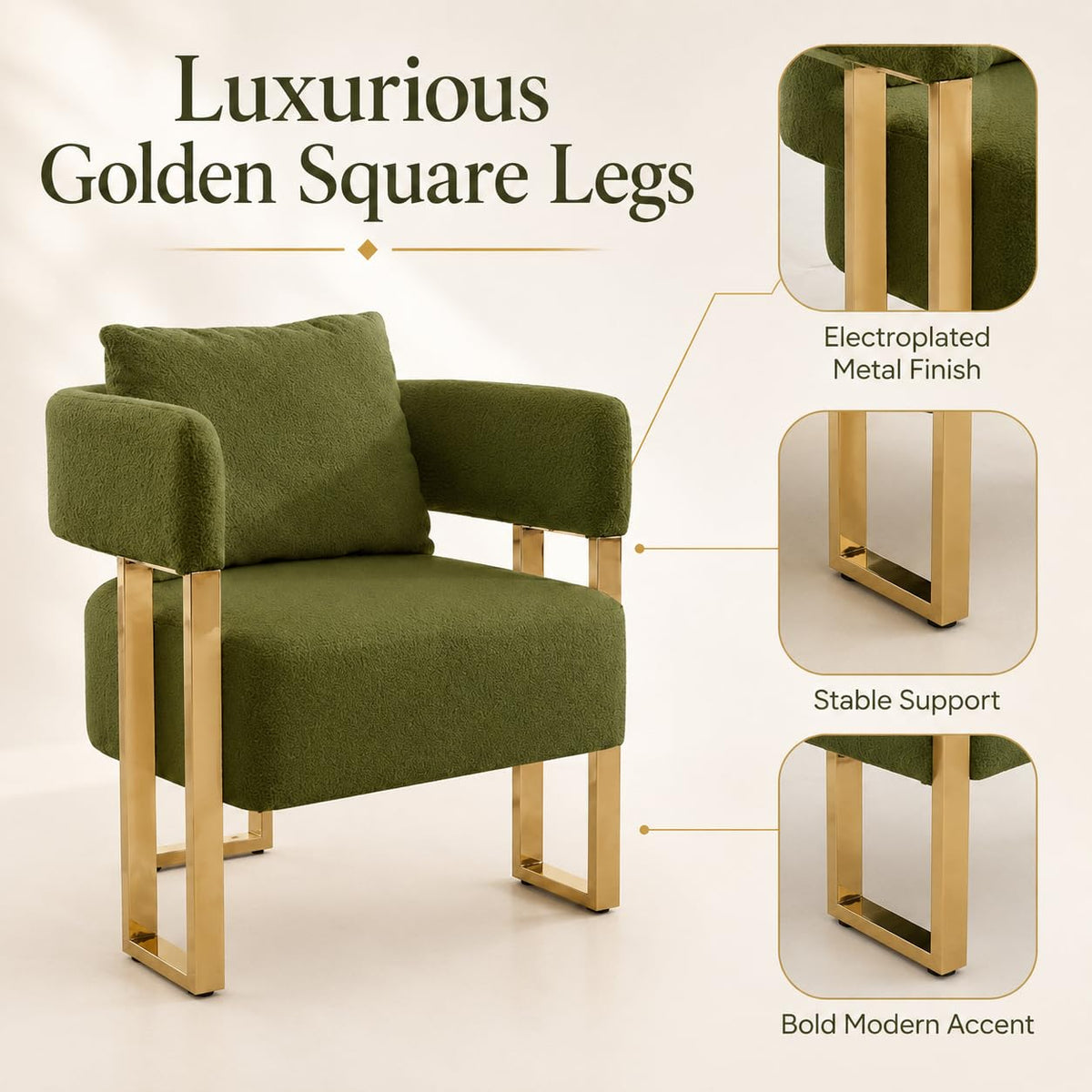 Green Teddy Accent Chair Set of 2 Upholstered Arm Chair R591610