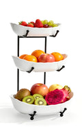 3 Tier Ceramic Fruit Bowl with Metal Stand P8228