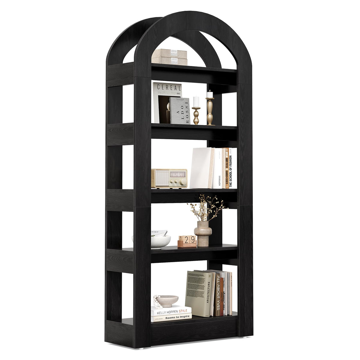 5-Tier Arch-Shaped Wooden Bookshelf R633659
