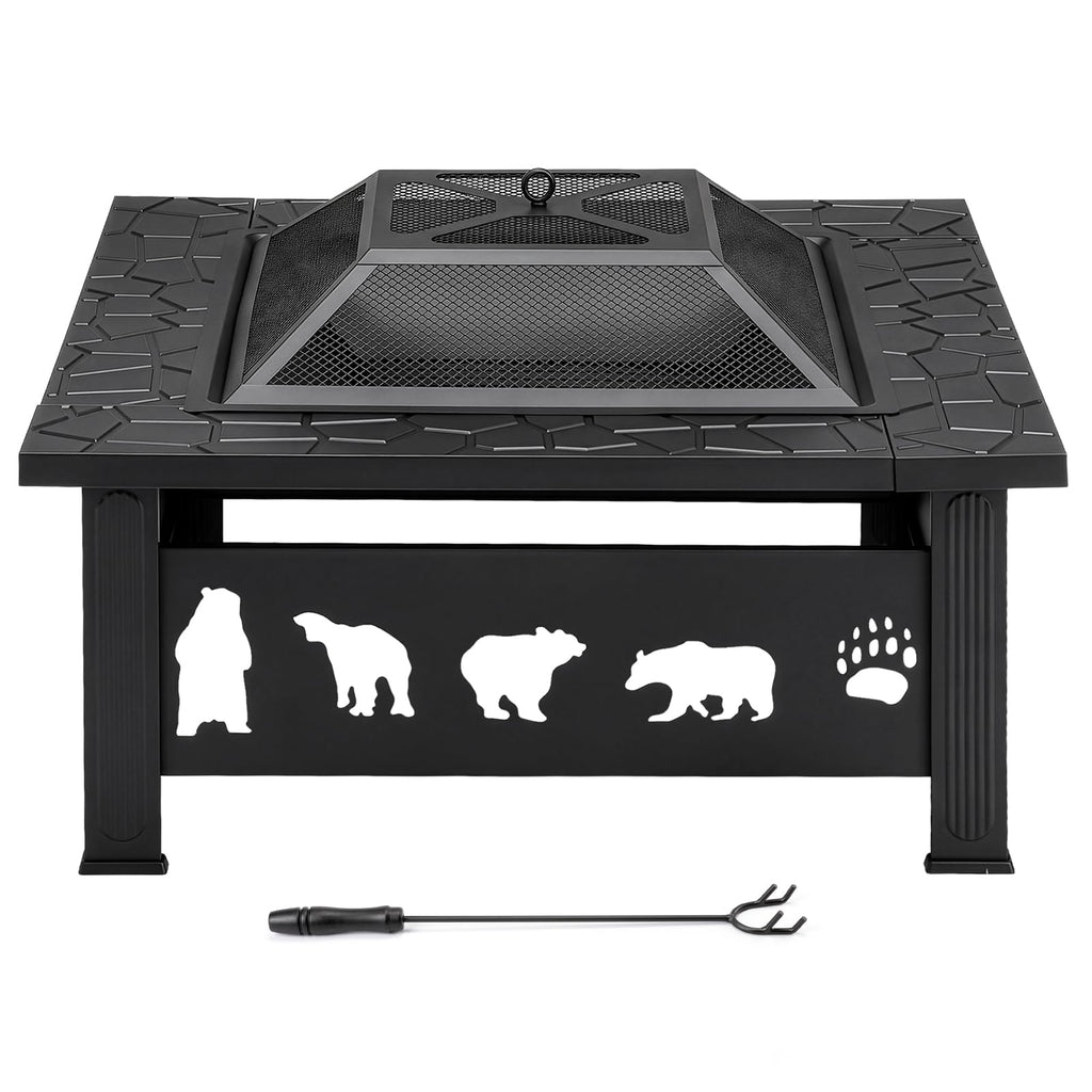 32" Outdoor Wood Burning Fire Pit Table O2763
