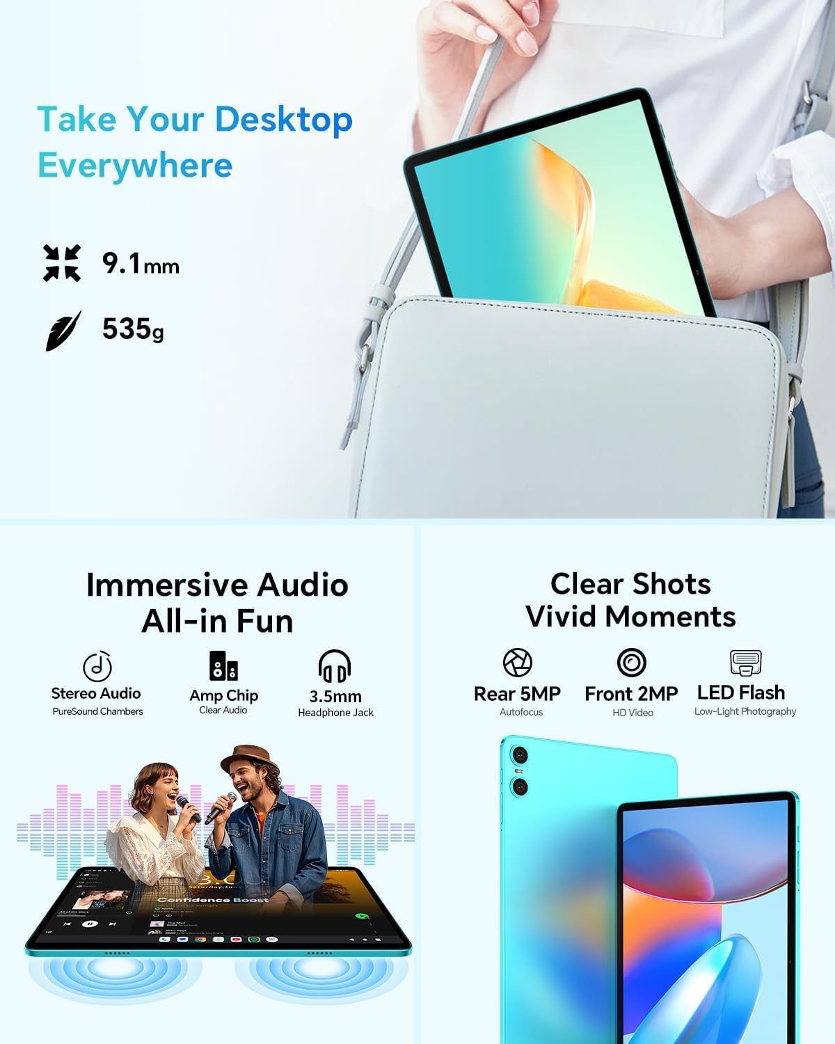 10.1" Android 2-in-1 Tablet Bundle with Keyboard Mouse Case N790