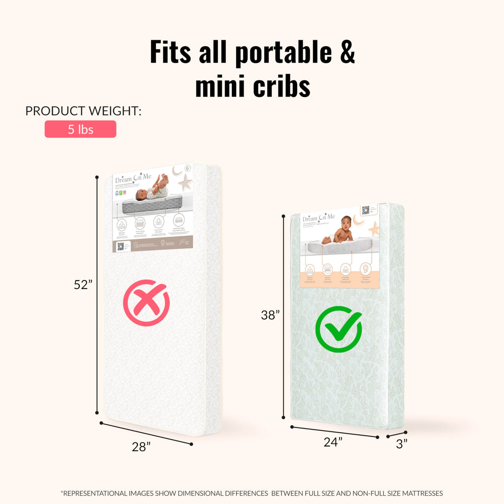 3” Two-Sided Fiber Portable Mini Crib Mattress U1357