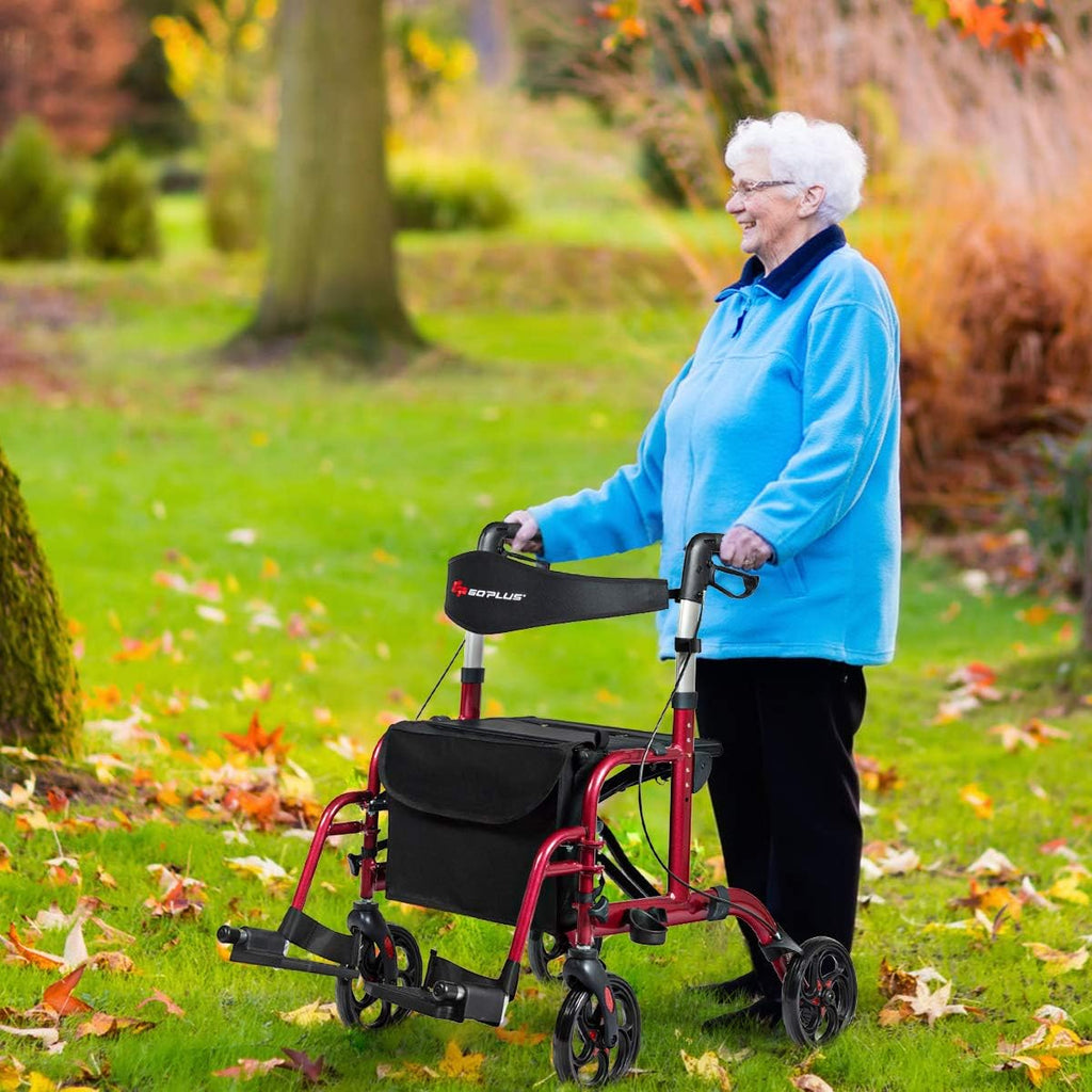 2 in 1 Folding Rollator Walker with Seat S70332