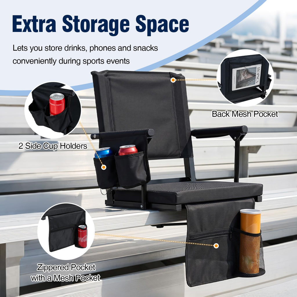 2 Pack Stadium Seats with Back Support & Cup Holders C363