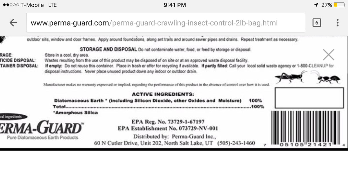 Diatomaceous Earth Powder 2 Pound Bag W8329