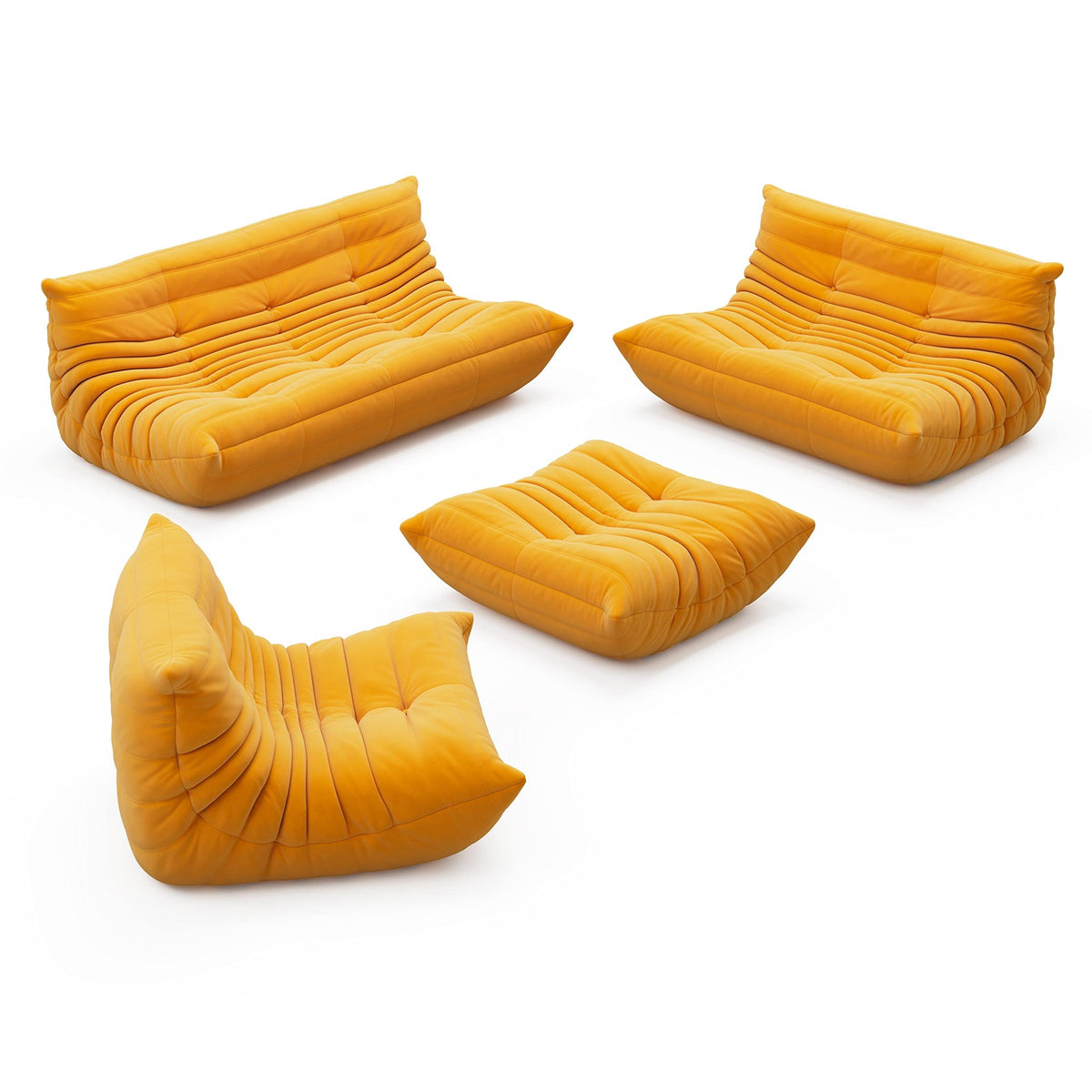Yellow Suede Memory Foam Loveseat Bean Bag Chair W57170