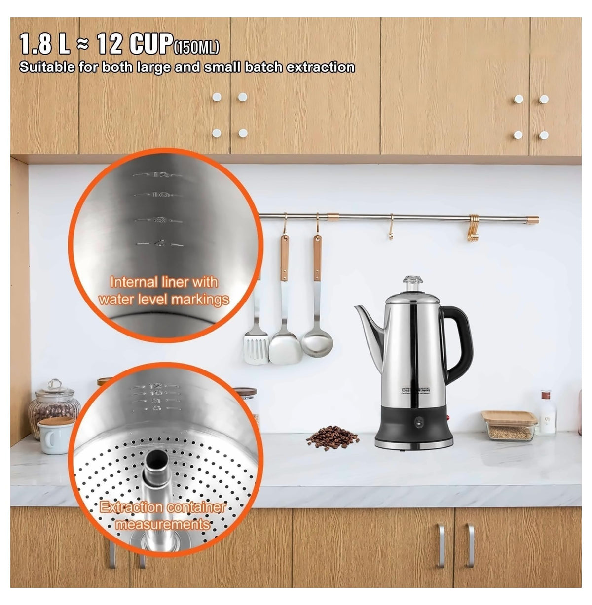Stainless Steel Electric Coffee Percolator L793024