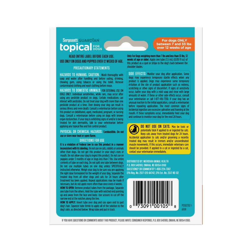 Flea & Tick Topical Dogs 7-33 lbs 3-Month X459