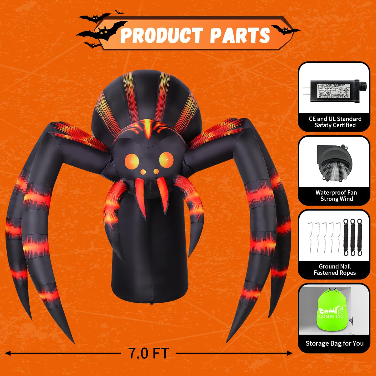 7FT Halloween Inflatables Yard Decor with LEDs R7396