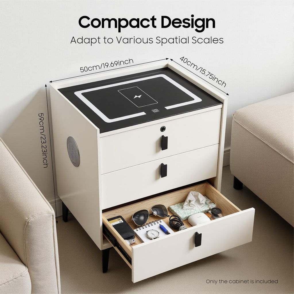 3 Drawer Smart Nightstand with Bluetooth Speaker USB Charging T5477