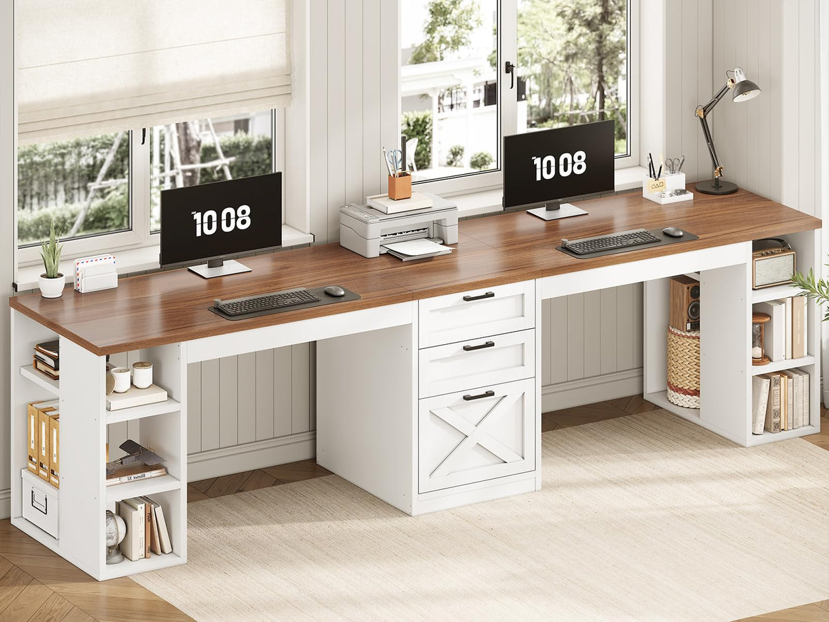 96.5" 2 Person Computer Desk with Storage Drawers T35515