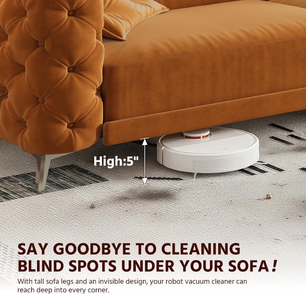 Orange Velvet 3 in 1 Convertible Sleeper Sofa J5754