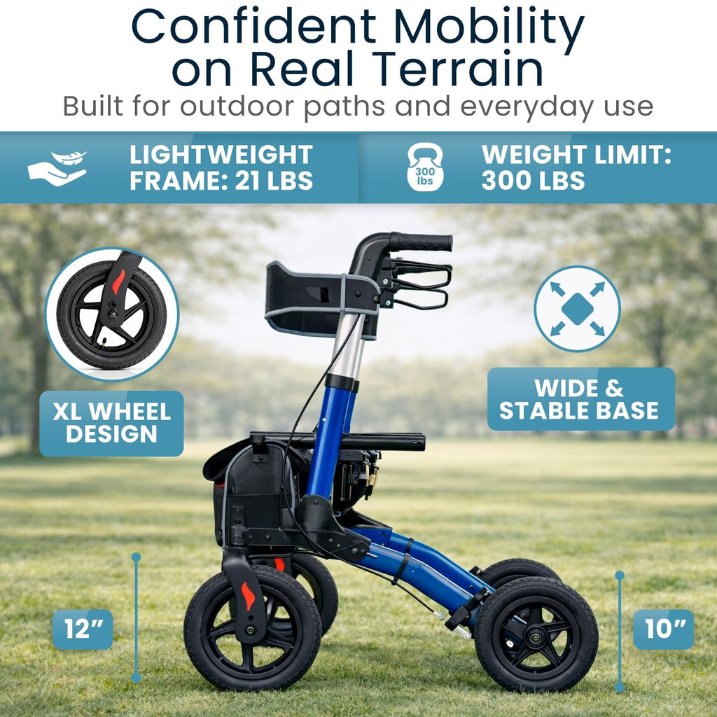 All-Terrain Rollator Walker with 12” Pneumatic Wheels U4610