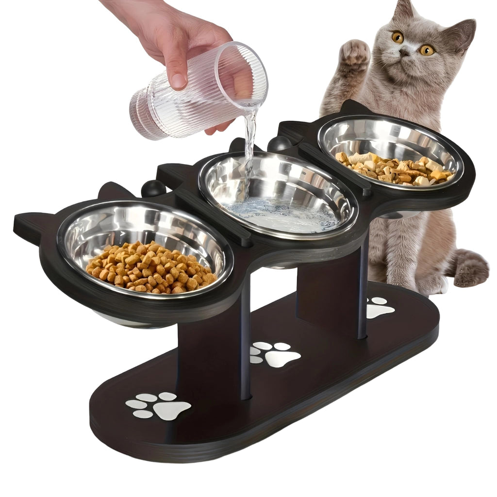 Raised Cat Bowls with 3 Stainless Steel Bowls D268