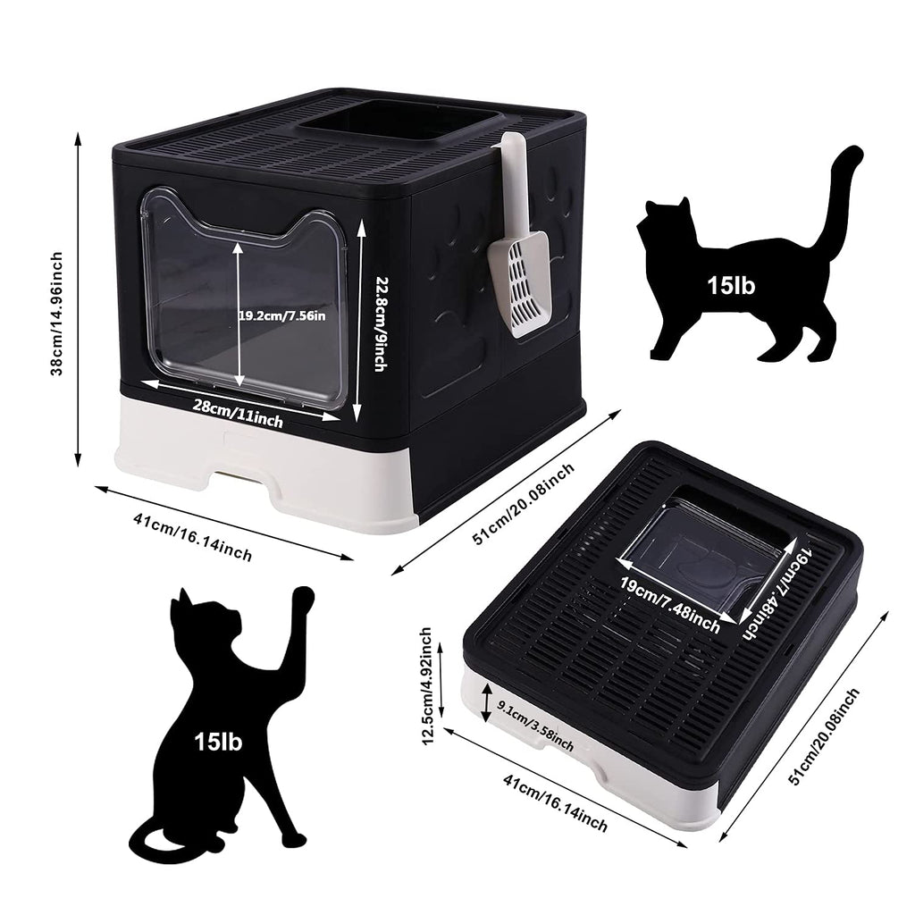 Foldable Large Cat Litter Box with Lid E746086
