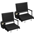 2 Packs Foldable Stadium Seats with Adjustable Backrest and Cup Holders Black F661796