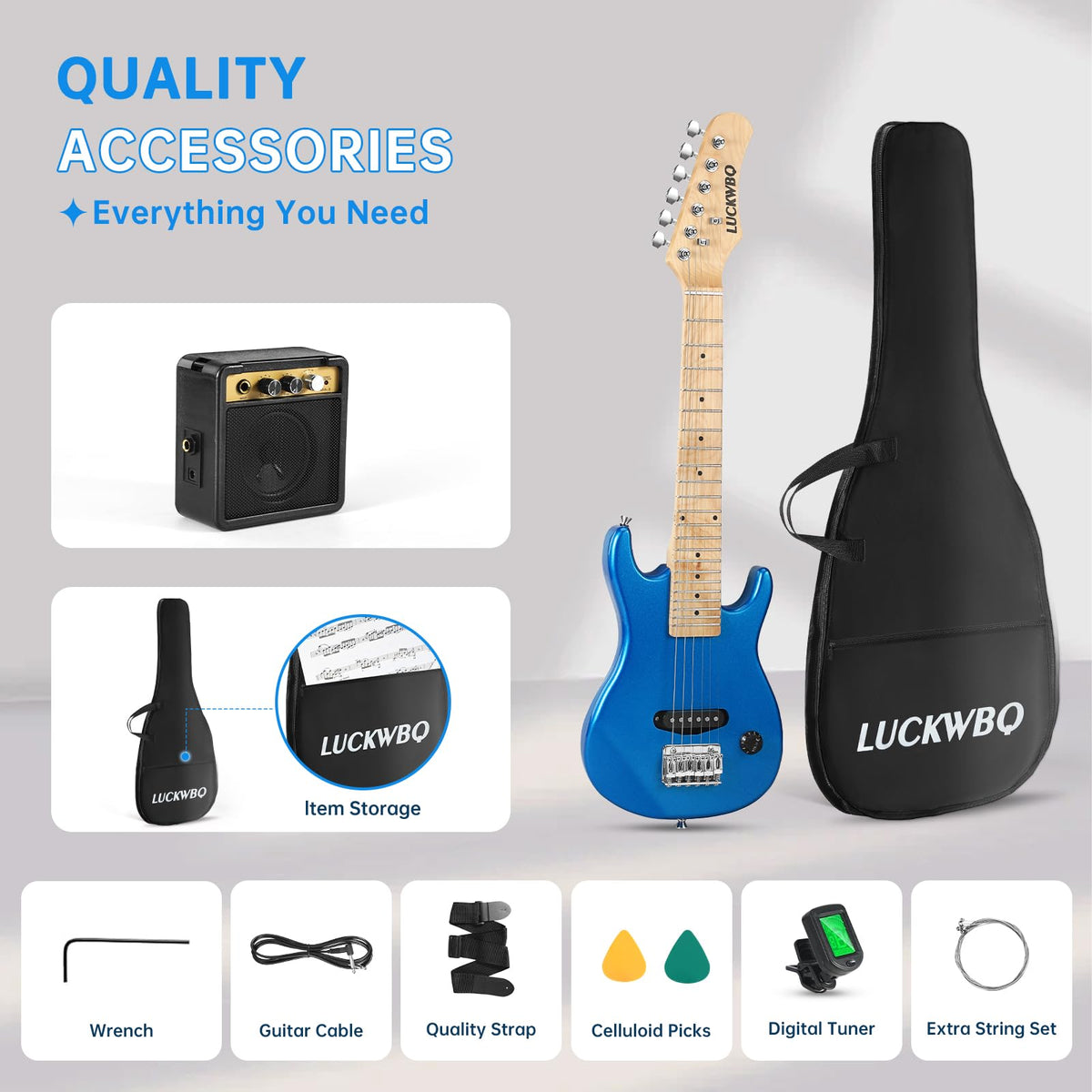 30 Inch Kids ST Style Mini Electric Guitar Beginner Kit with Amplifier G342