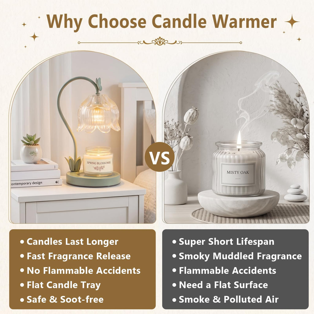 Green Flower Candle Warmer Lamp with Dimmer W7580