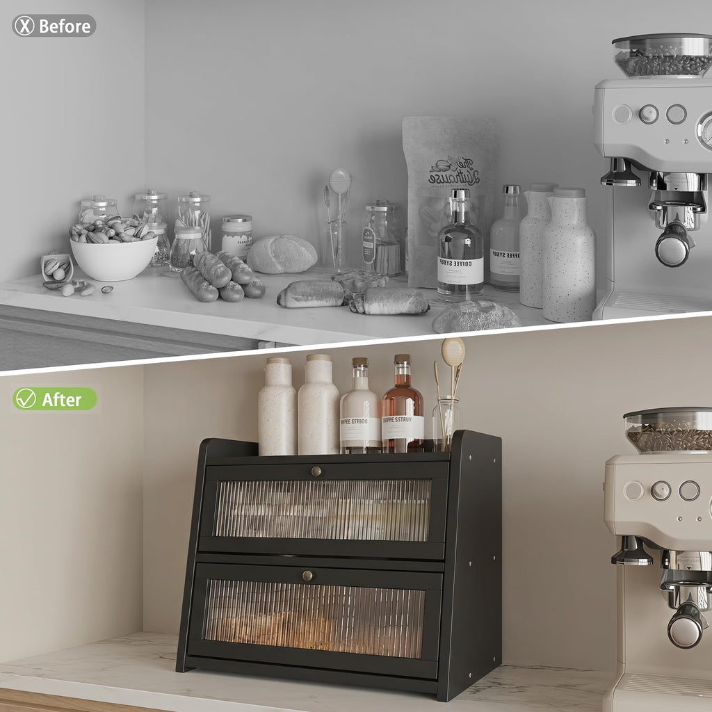 Large Bamboo Bread Box with Window H860440