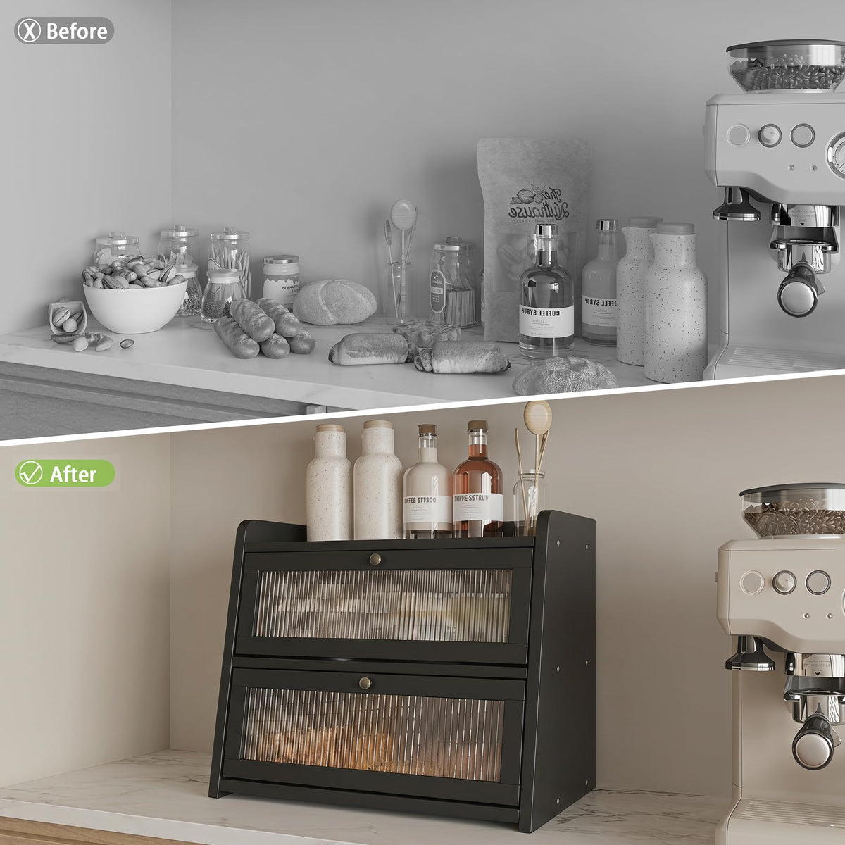 Large Bamboo Bread Box with Window H860440