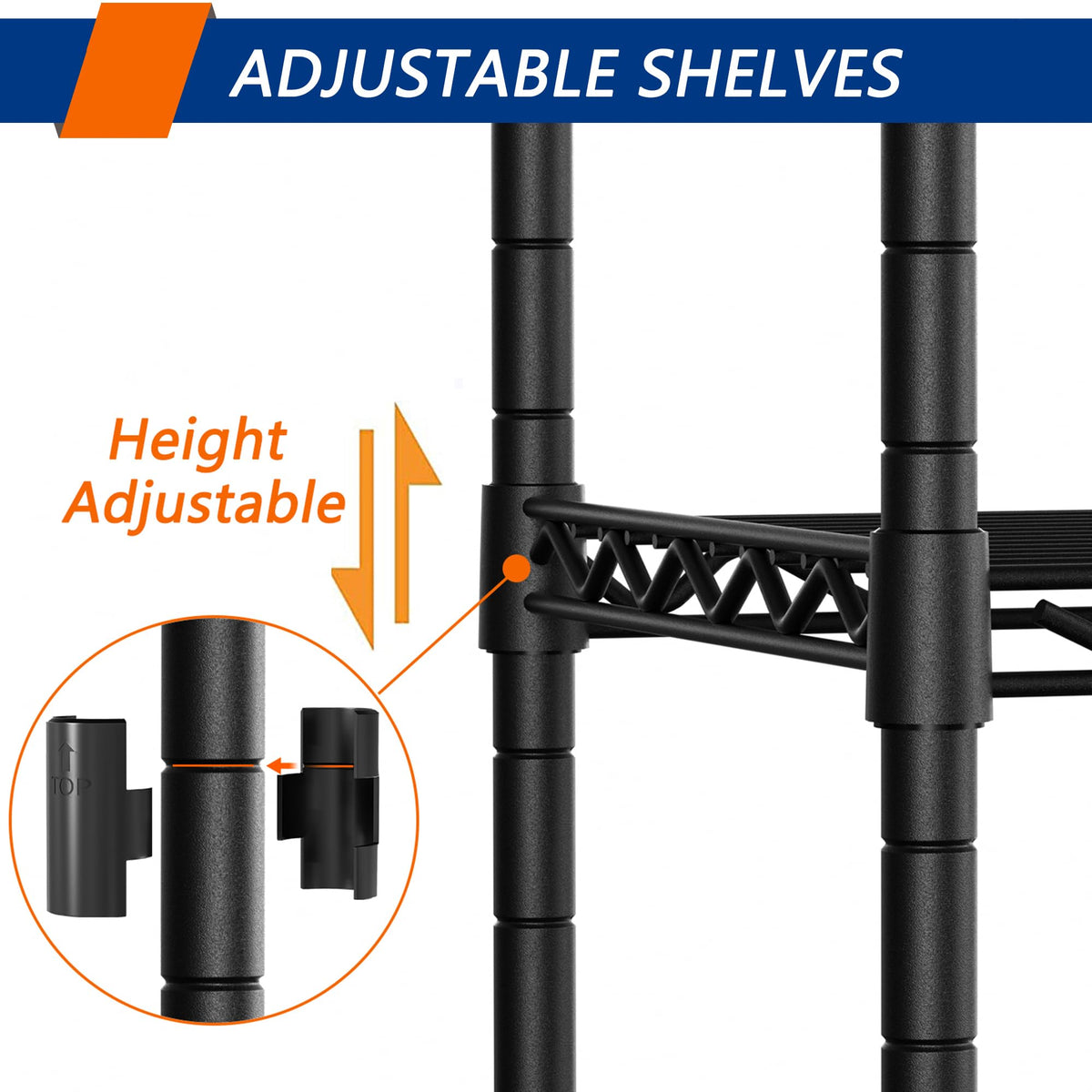 4-Shelf Adjustable Metal Storage Shelving Unit on Wheels, Black E525834