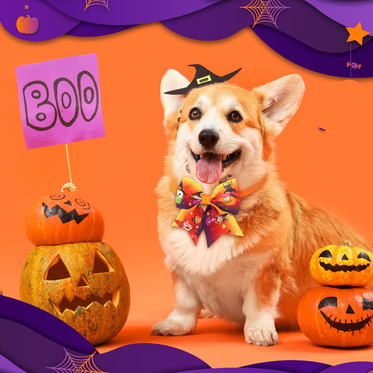 240 Pcs Halloween Dog Bows Tie Collars S486477