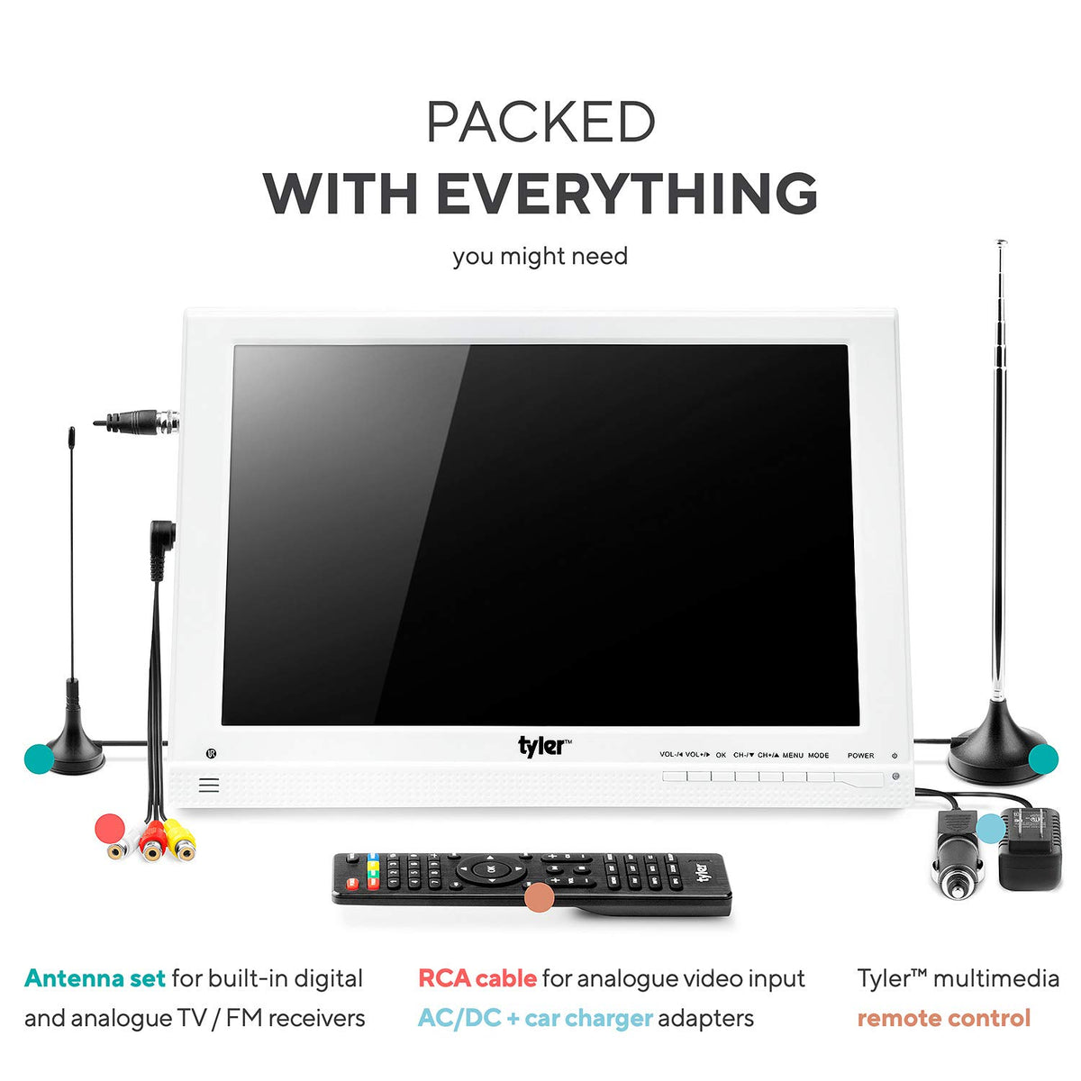 13.3” Portable TV LCD Monitor 1080P Rechargeable Lithium Battery G3858
