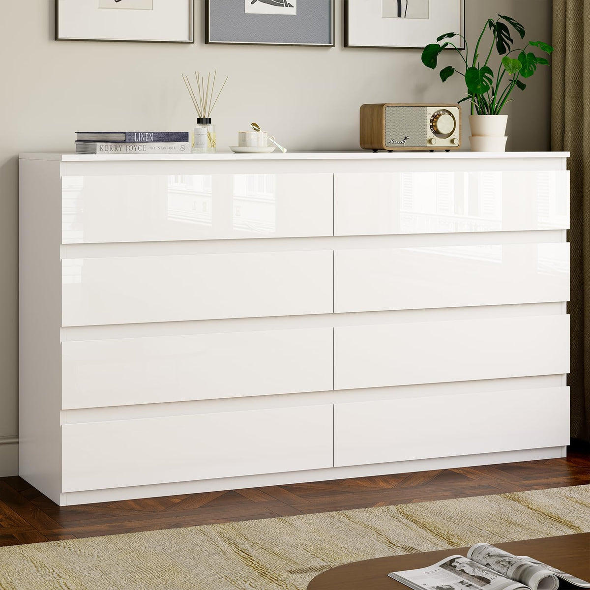 White 8 Drawer Wood Dresser C82528