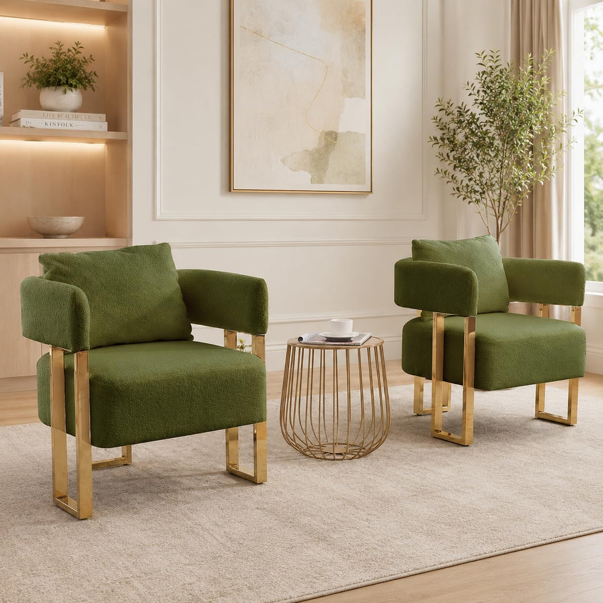 Green Teddy Accent Chair Set of 2 Upholstered Arm Chair R591610