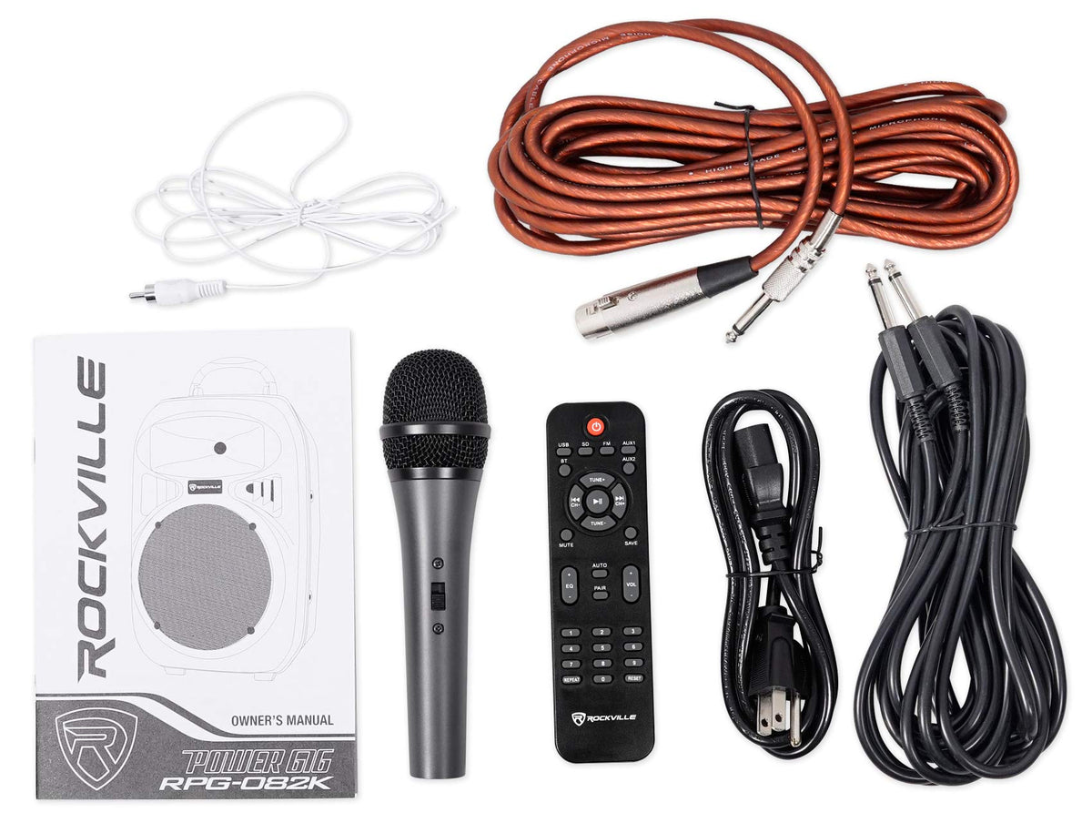 Powered PA Speaker Package with Mic Stands Cables H7006