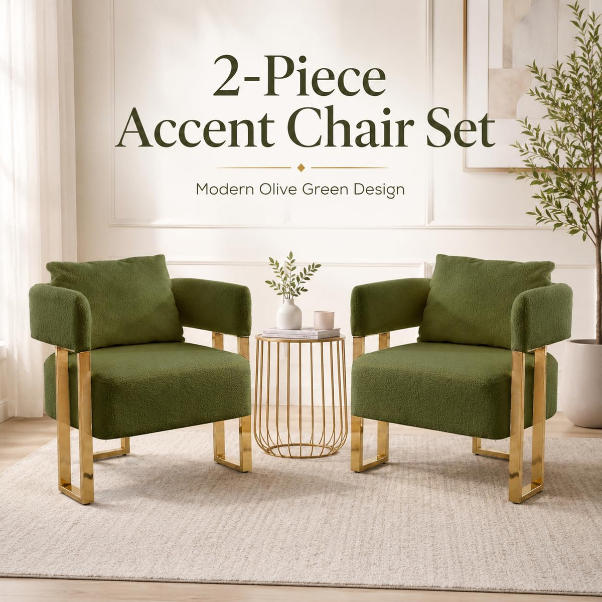 Green Teddy Accent Chair Set of 2 Upholstered Arm Chair R591610