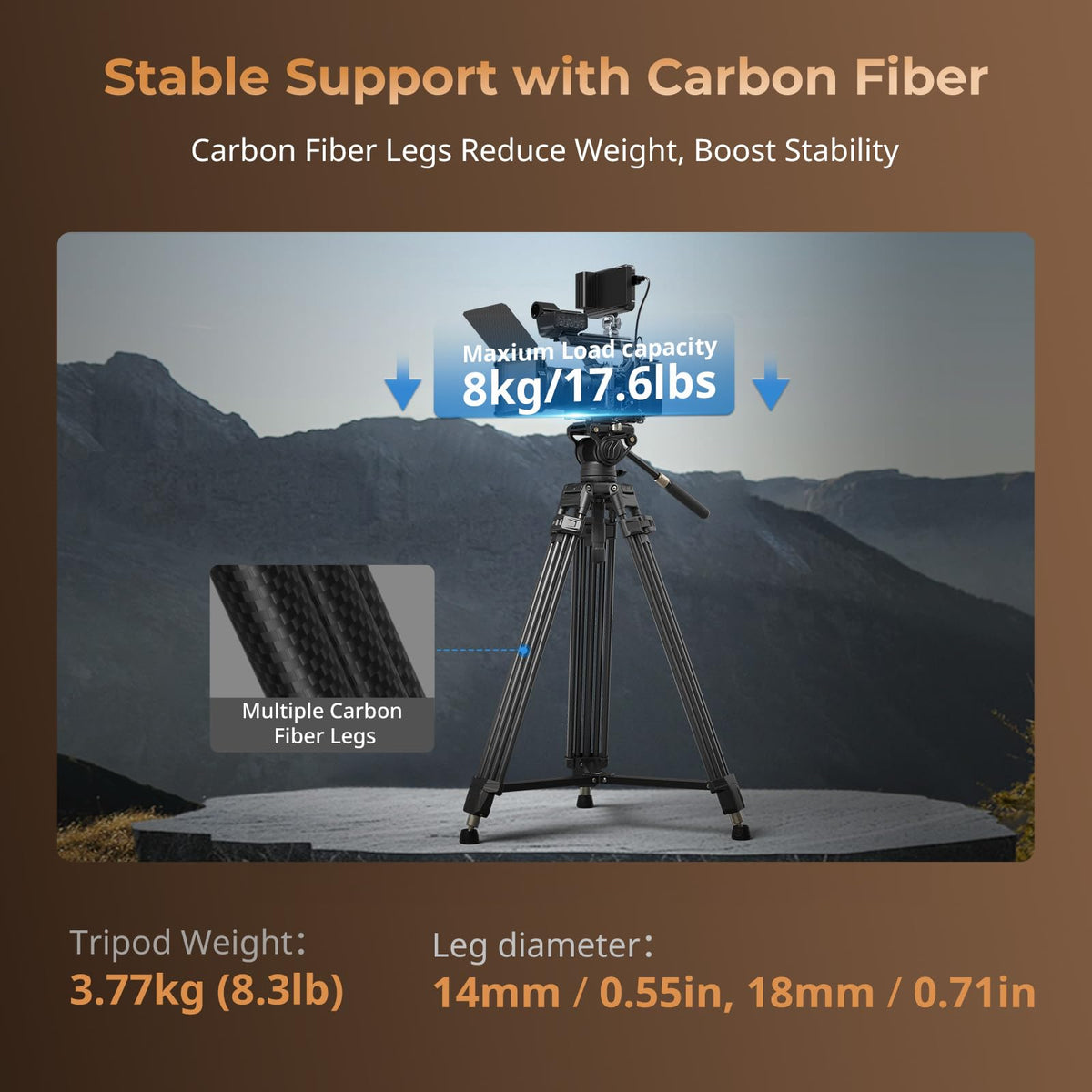 Carbon Fiber Tripod with Fluid Head V6178