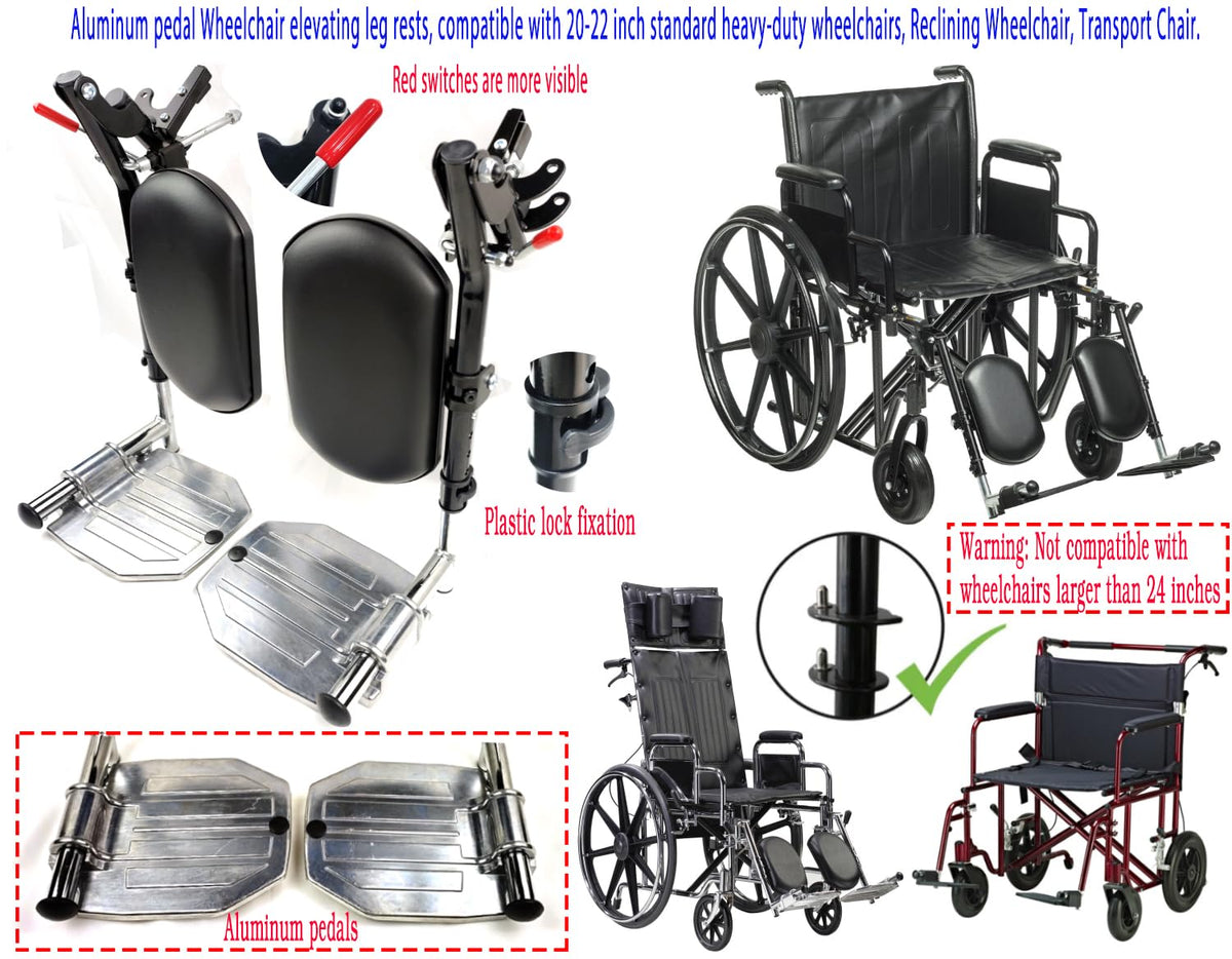 Heavy Duty Wheelchair Elevating Leg Rest with Calf Pad, Black K931