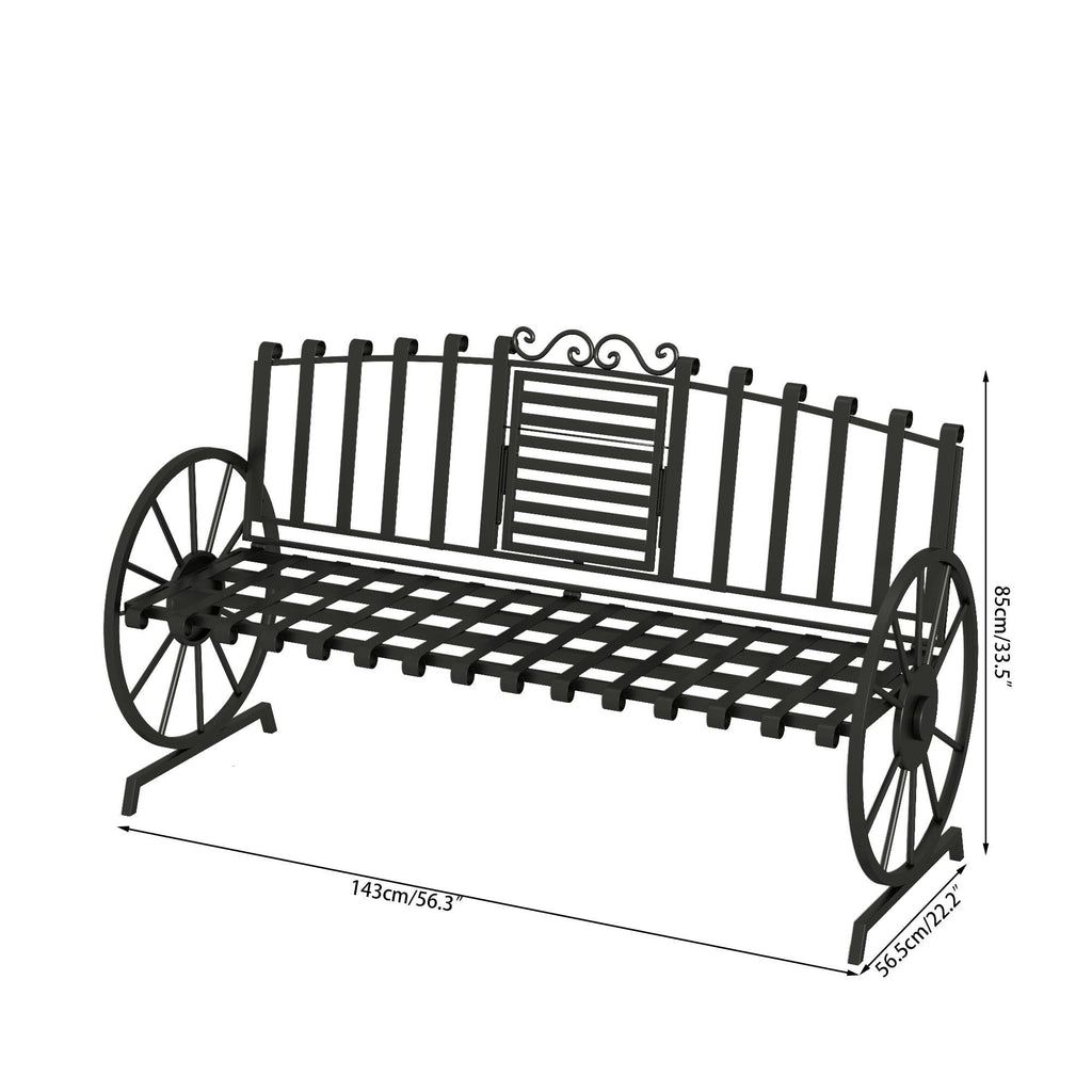 Black Outdoor Garden Bench with Built-in Table K779