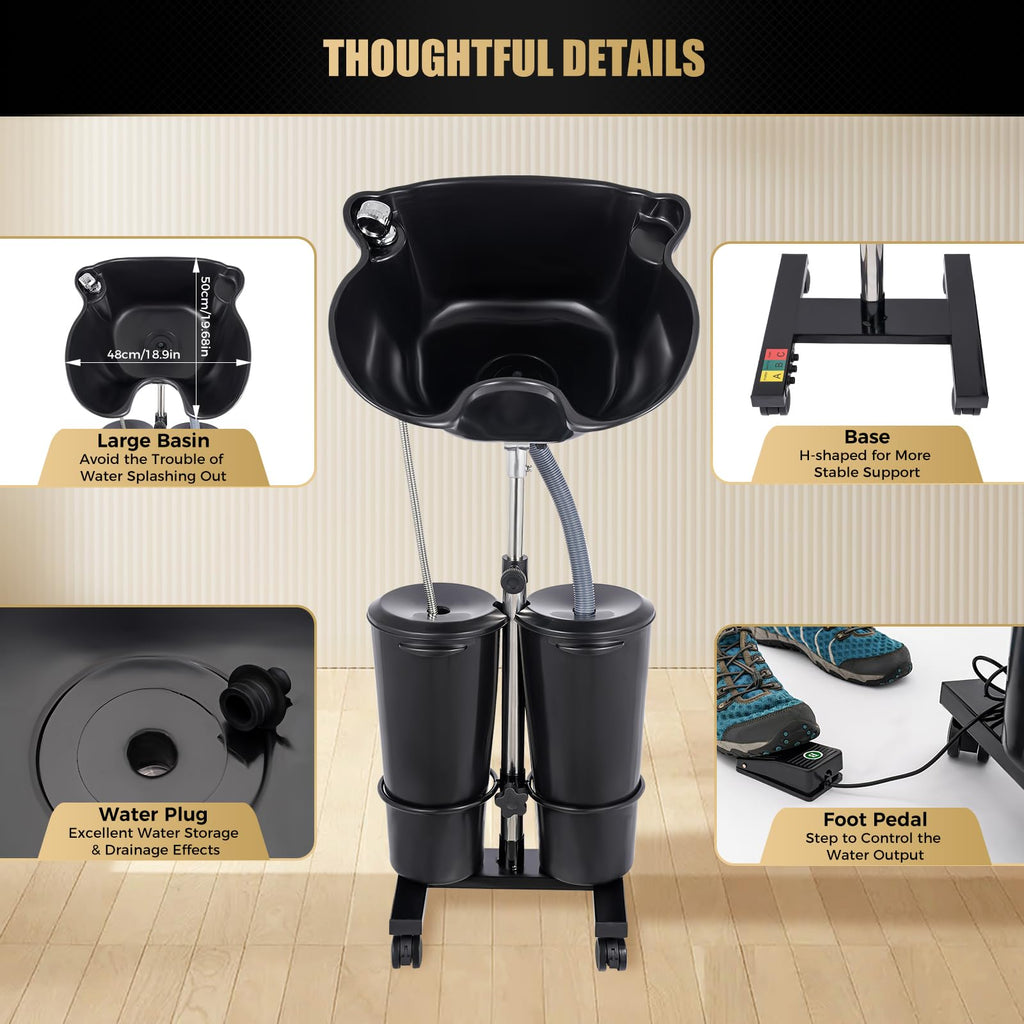Portable Electric Pump Shampoo Bowl with 2 Buckets R96779