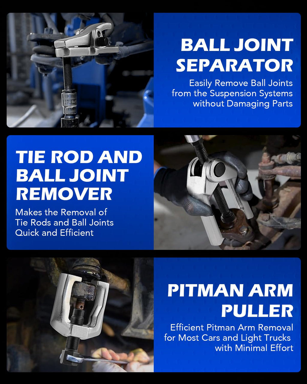 Ball Joint Separator, Tie Rod End Tool Set, Pitman Arm Puller I84845