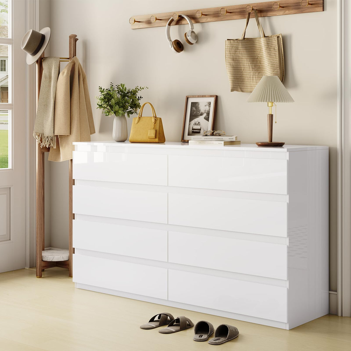 White 8 Drawer Wood Dresser C82528