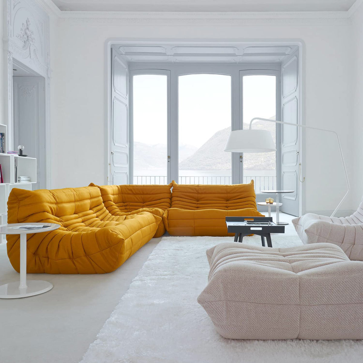 Yellow Suede Memory Foam Loveseat Bean Bag Chair W57170