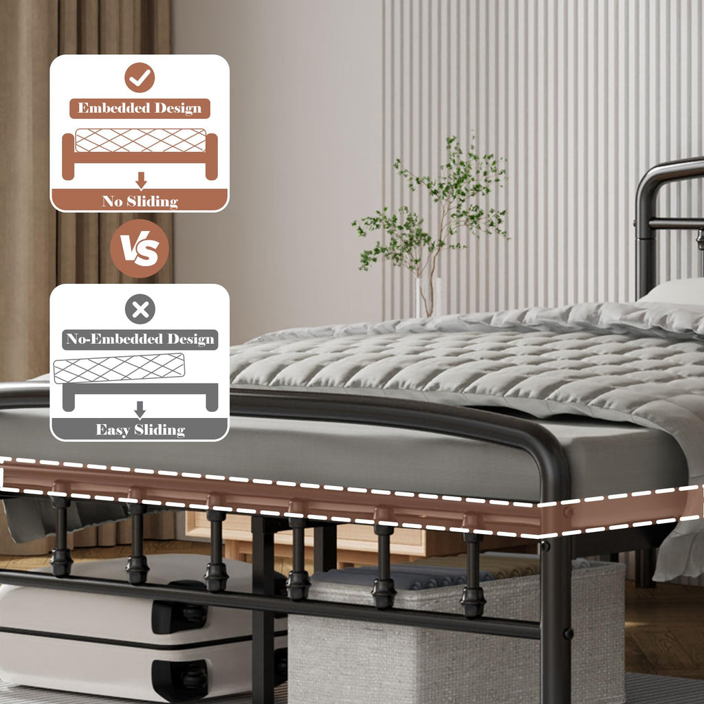 Full Size Metal Bed Frame with Headboard P89052