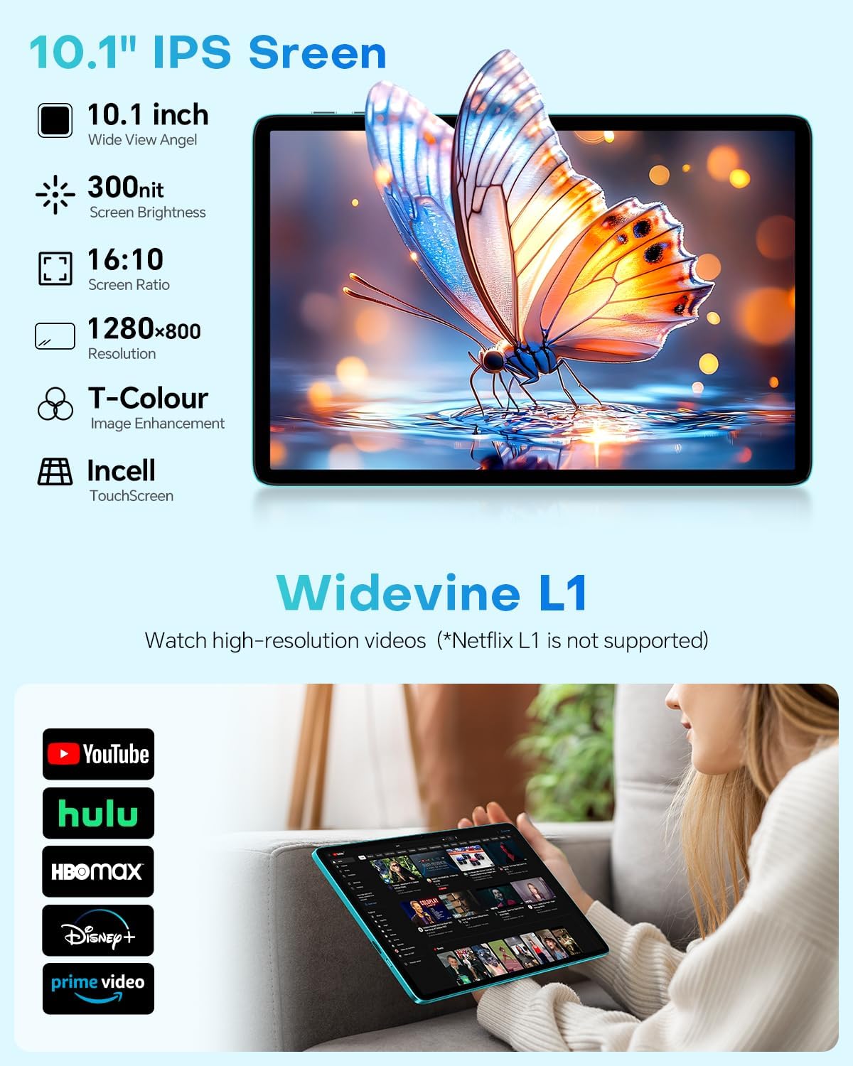 10.1" Android 2-in-1 Tablet Bundle with Keyboard Mouse Case N790