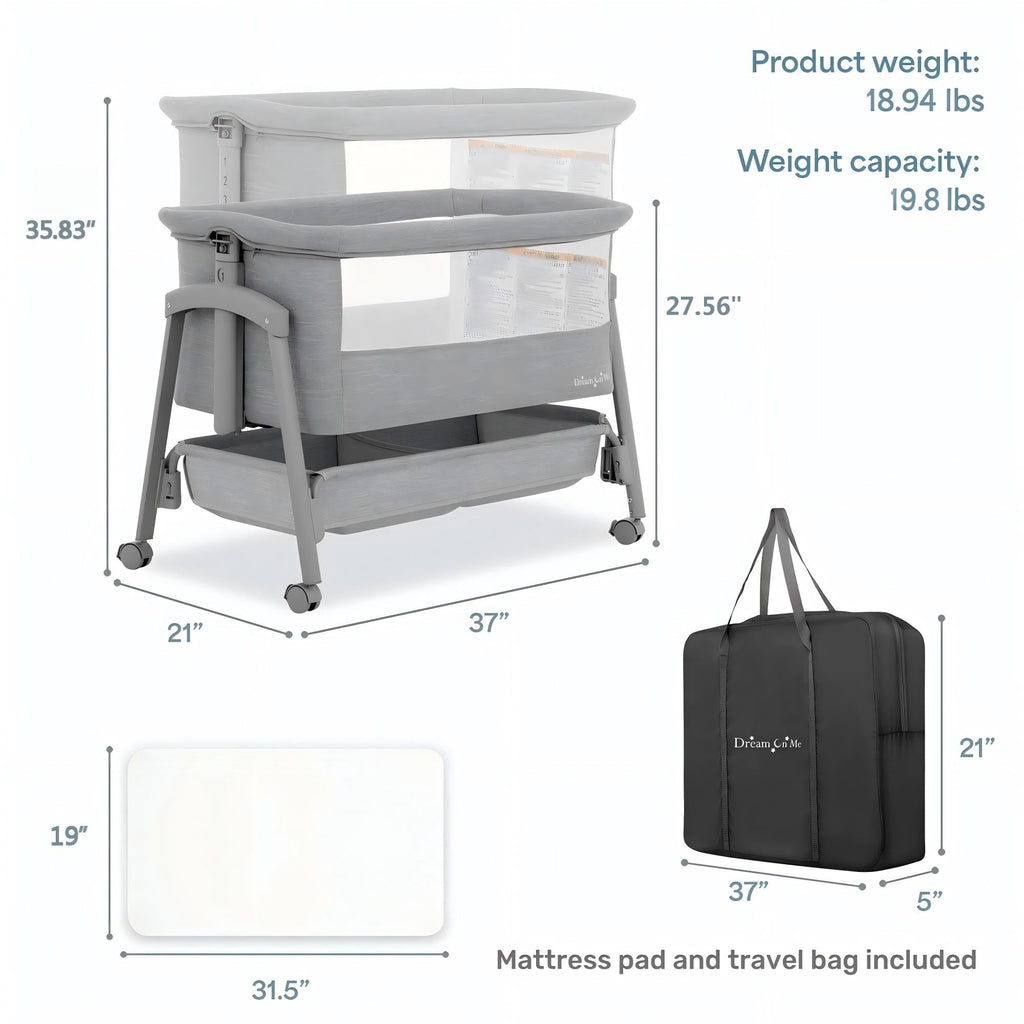 Foldable Portable Bassinet - Gray C2388