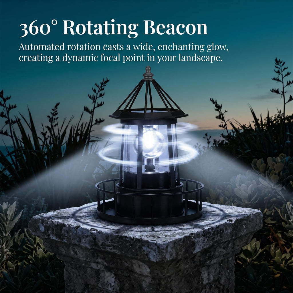Solar Lighthouse Rotating LED Light IP65 Waterproof Outdoor Lamp F1342