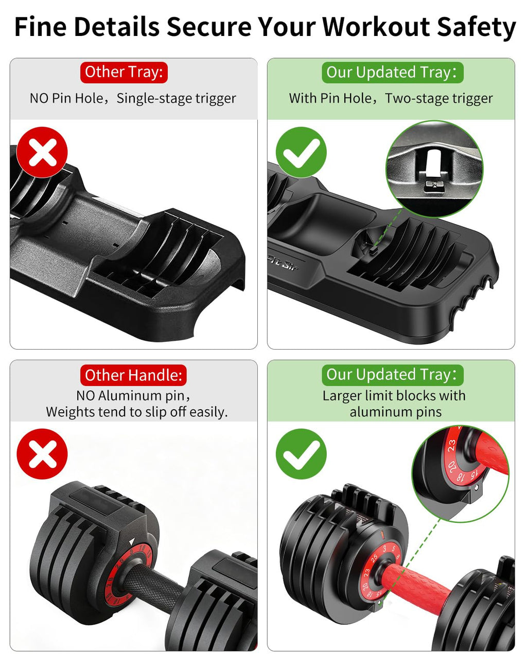 Adjustable Dumbbell Set 25LB/50LB/90LB with Storage Tray D590071